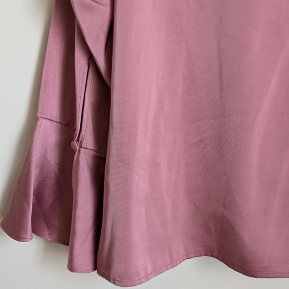 🆕 Halogen Pink Foxglove Long Sleeve Top Blouse Mock Neck Trumpet Sleeves XL - Picture 11 of 16